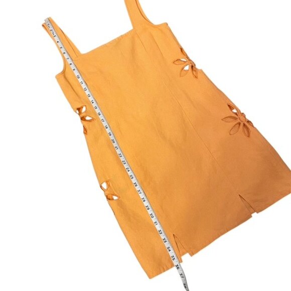 NWT Tach Afrodita Mini Dress Linen Floral Embroidered Cutouts Orange XL - Picture 16 of 16